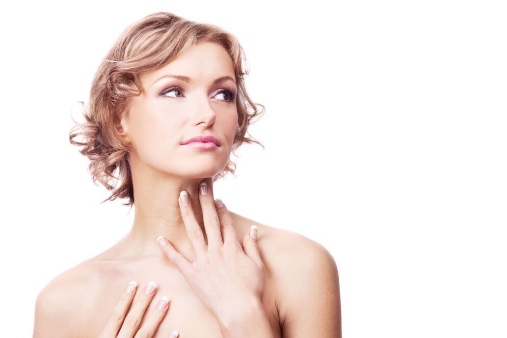Girl with smooth neck skin and décolleté after rejuvenation procedures